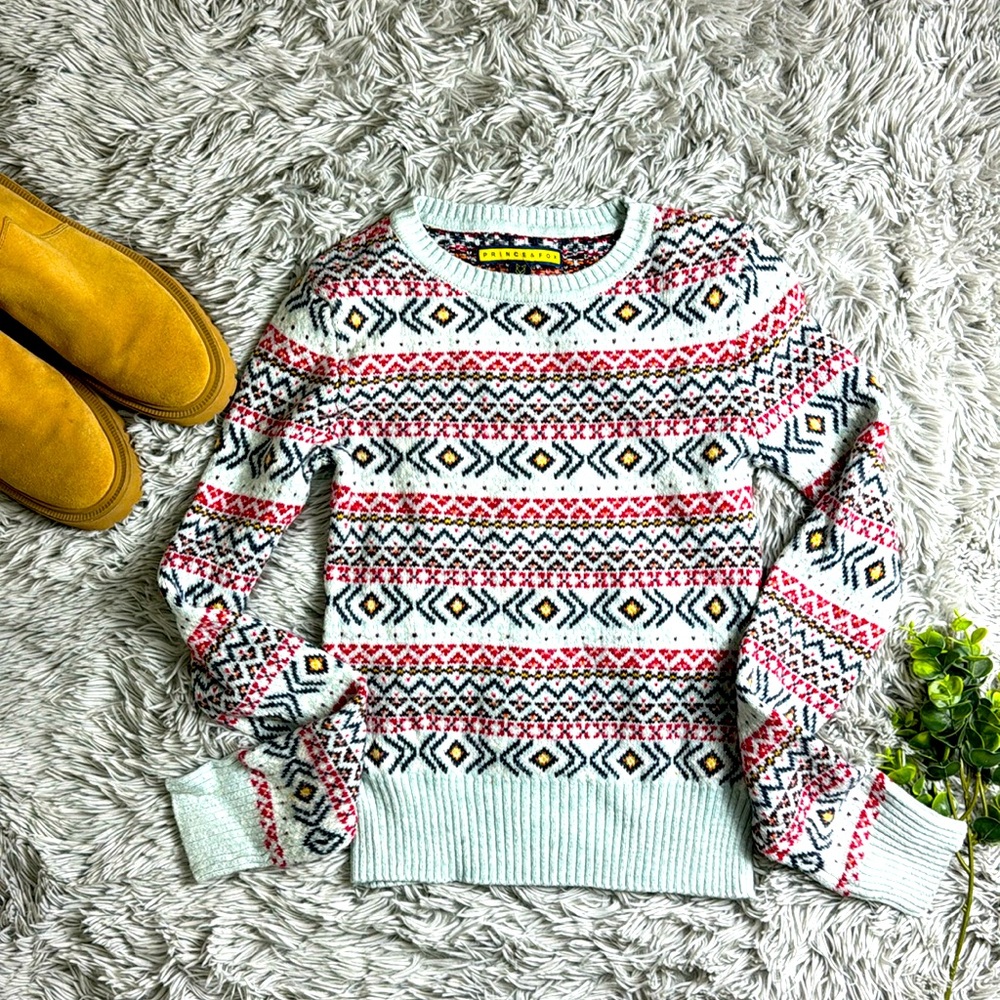 Prince & fox blue holiday sweater size S